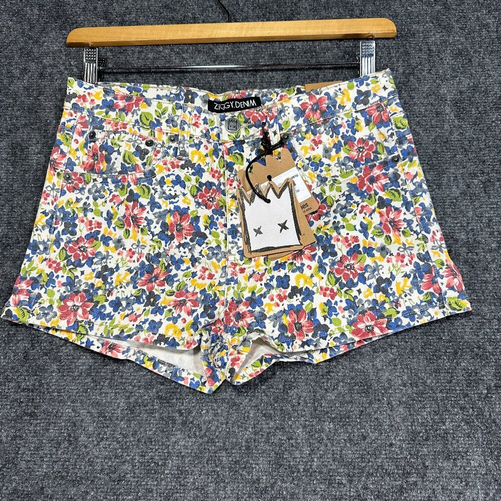 Ziggy Denim Shorts Womens 30 Sticks N Bones Short Floral Fantasy Zip Fly NEW